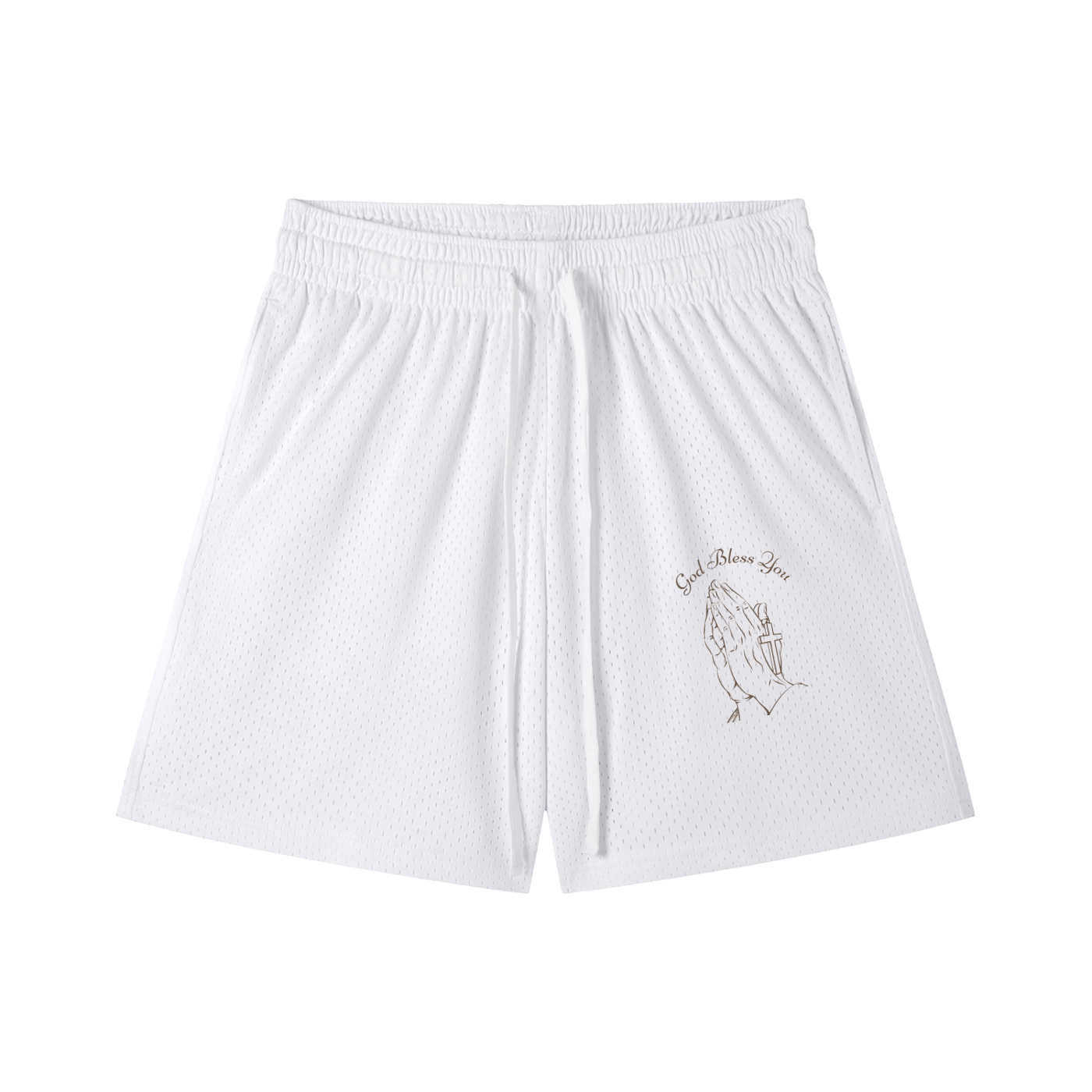 God Bless You Mesh Drawstring Shorts