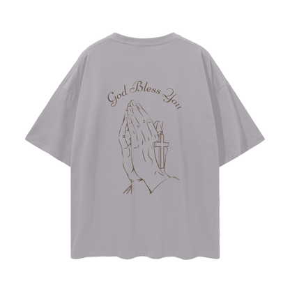 God Bless You Streetwear Loose Drop Shoulder T-Shirt