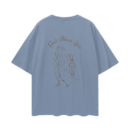 God Bless You Streetwear Loose Drop Shoulder T-Shirt