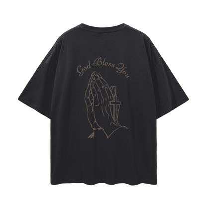 God Bless You Streetwear Loose Drop Shoulder T-Shirt