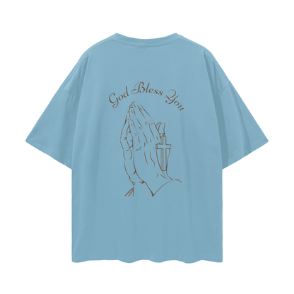God Bless You Streetwear Loose Drop Shoulder T-Shirt